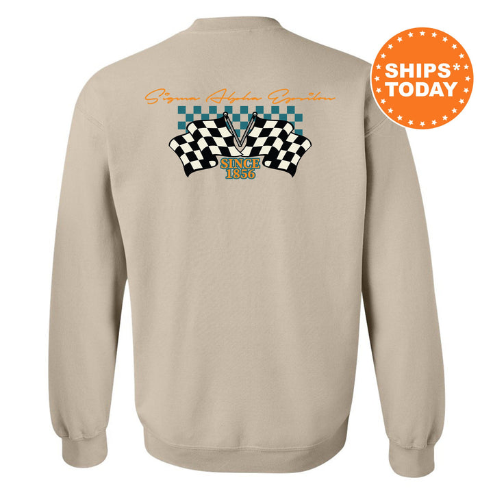 Sigma Alpha Epsilon Race Banner Fraternity Sweatshirt | SAE Crewneck Sweatshirt | New Pledge Gift | Rush Sweatshirt | College Crewneck