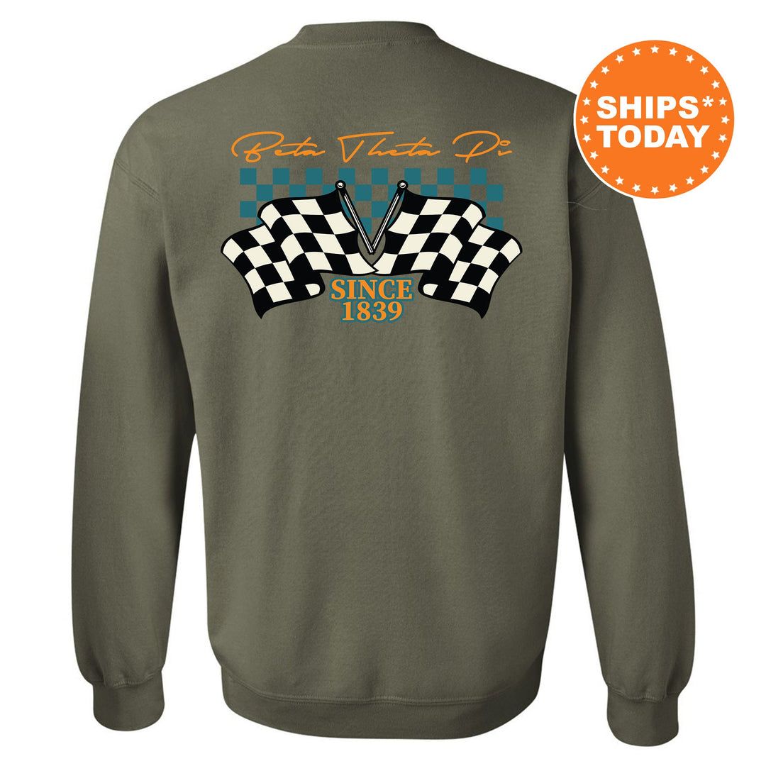 Beta Theta Pi Race Banner Fraternity Sweatshirt | Beta Crewneck Sweatshirt | New Pledge Gift | Rush Sweatshirt | College Crewneck