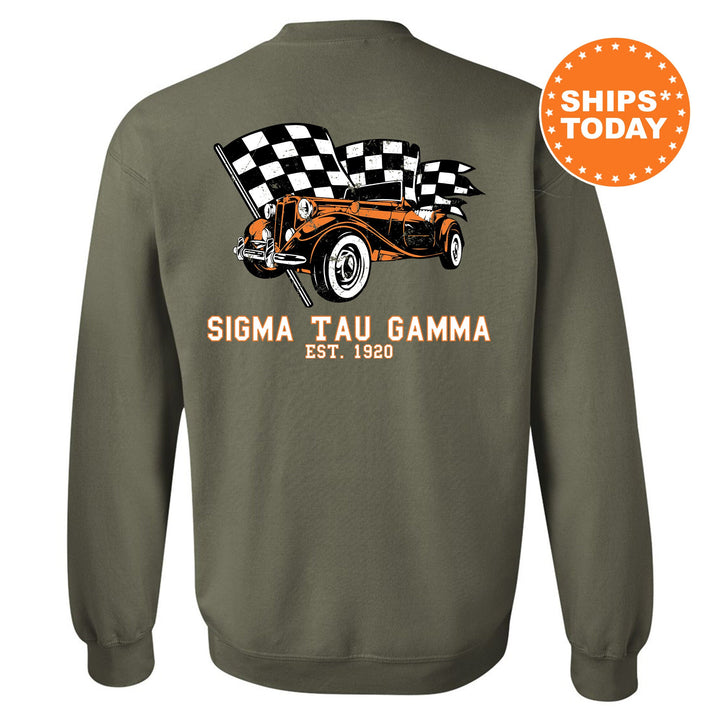 Sigma Tau Gamma Racer Fraternity Sweatshirt | Sig Tau Greek Sweatshirt | Fraternity Gift | Bid Day Gift | College Apparel | Men Sweatshirt