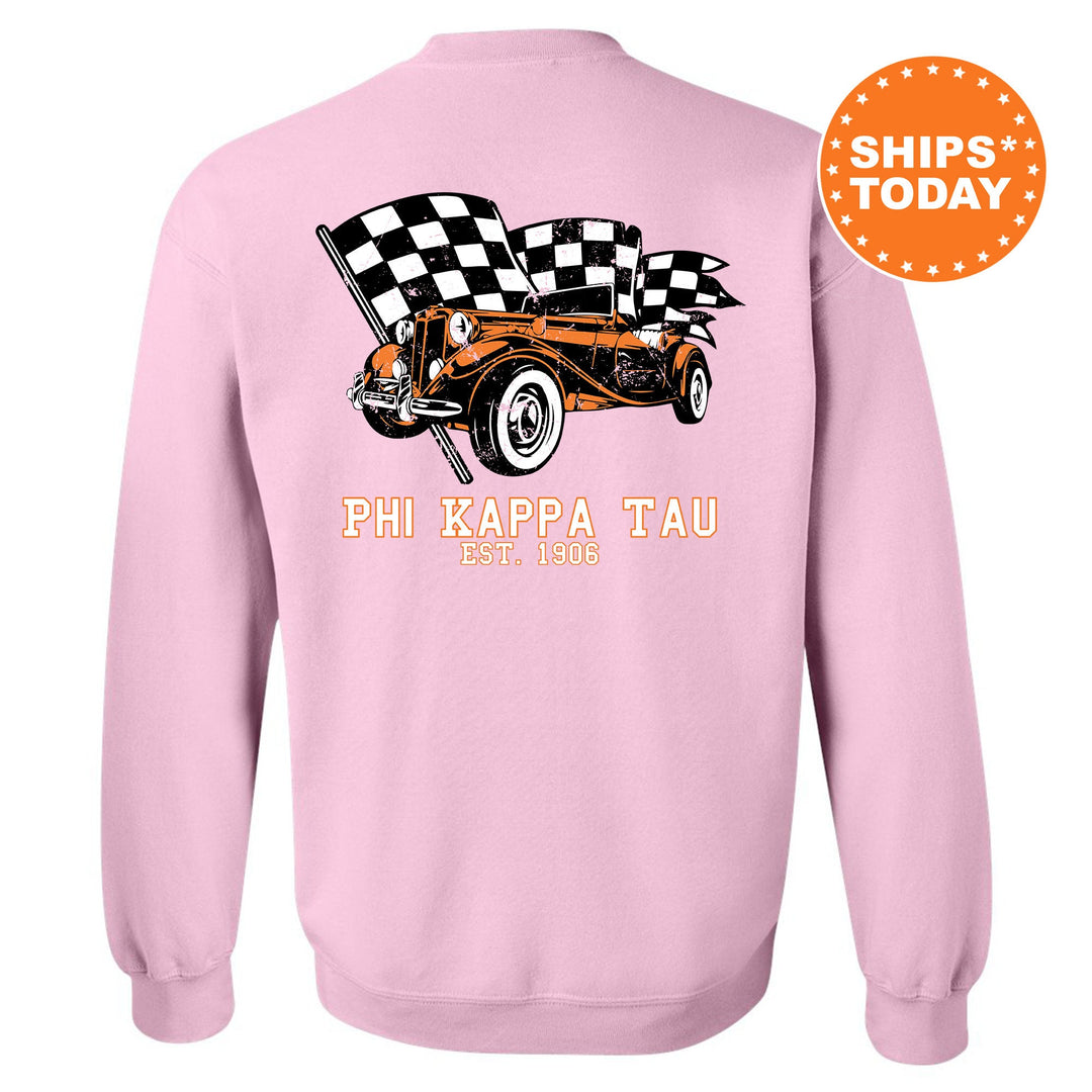 Phi Kappa Tau Racer Fraternity Sweatshirt | Phi Tau Greek Sweatshirt | Fraternity Gift | Bid Day Gift | College Apparel | Men Sweatshirt