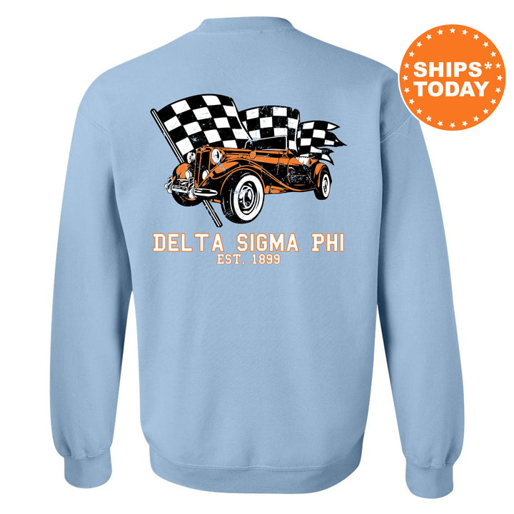 Delta Sigma Phi Racer Fraternity Sweatshirt | Delta Sig Greek Sweatshirt | Fraternity Bid Day Gift | College Apparel | Men Sweatshirt