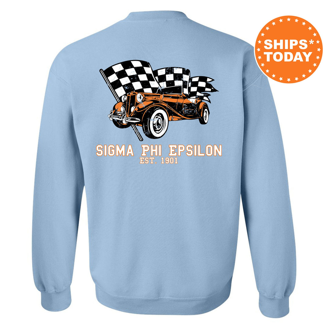 Sigma Phi Epsilon Racer Fraternity Sweatshirt | SigEp Greek Sweatshirt | Fraternity Gift | Bid Day Gift | College Apparel | Men Sweatshirt