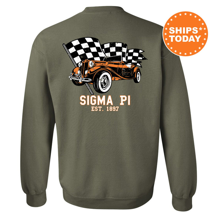 Sigma Pi Racer Fraternity Sweatshirt | Sigma Pi Greek Sweatshirt | Fraternity Gift | Bid Day Gift | College Apparel | Men Sweatshirt