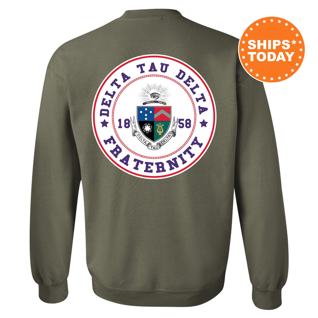 Delta Tau Delta Proud Crests Fraternity Sweatshirt | Delt Sweatshirt | Fraternity Hoodie | Bid Day Gift | Initiation Gift