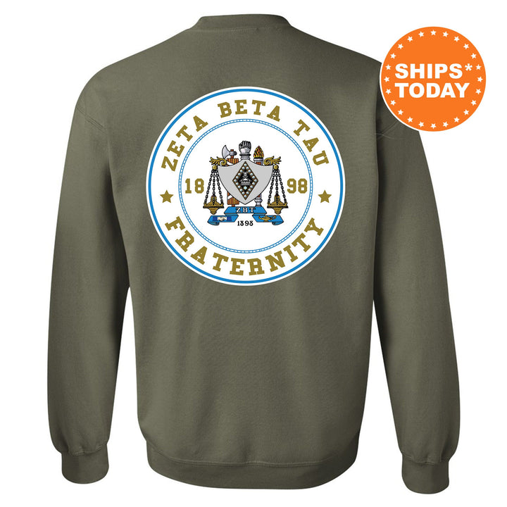 Zeta Beta Tau Proud Crests Fraternity Sweatshirt | Zeta Beta Tau Sweatshirt | ZBT Fraternity Hoodie | Initiation Gift