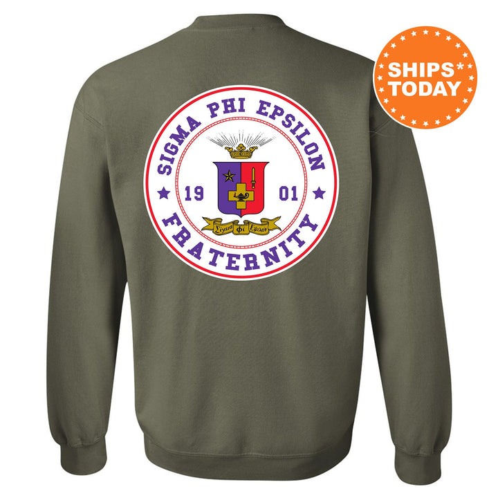 Sigma Phi Epsilon Proud Crests Fraternity Sweatshirt | SigEp Sweatshirt | Fraternity Hoodie | Bid Day Gift | Initiation Gift