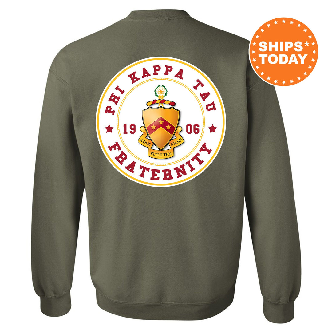Phi Kappa Tau Proud Crests Fraternity Sweatshirt | Phi Tau Sweatshirt | Fraternity Hoodie | Bid Day Gift | Initiation Gift