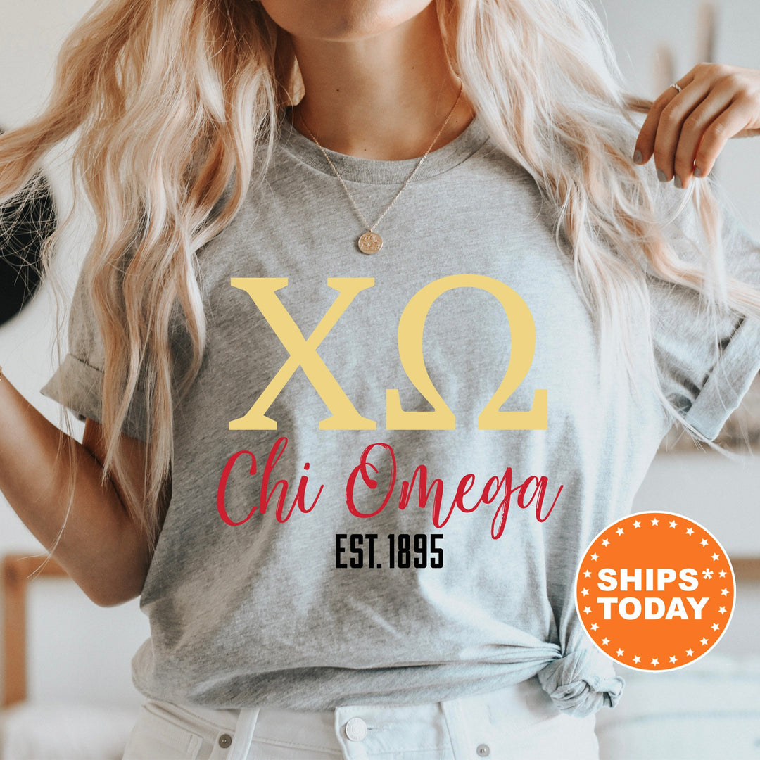 a woman wearing a shirt that says xo chi onega