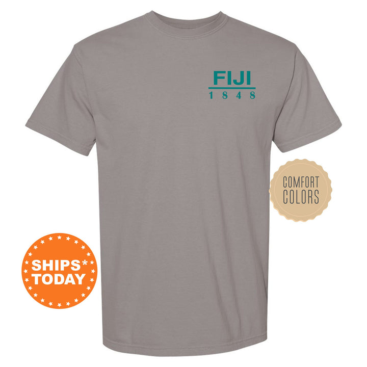 a gray t - shirt with the words fiji on it