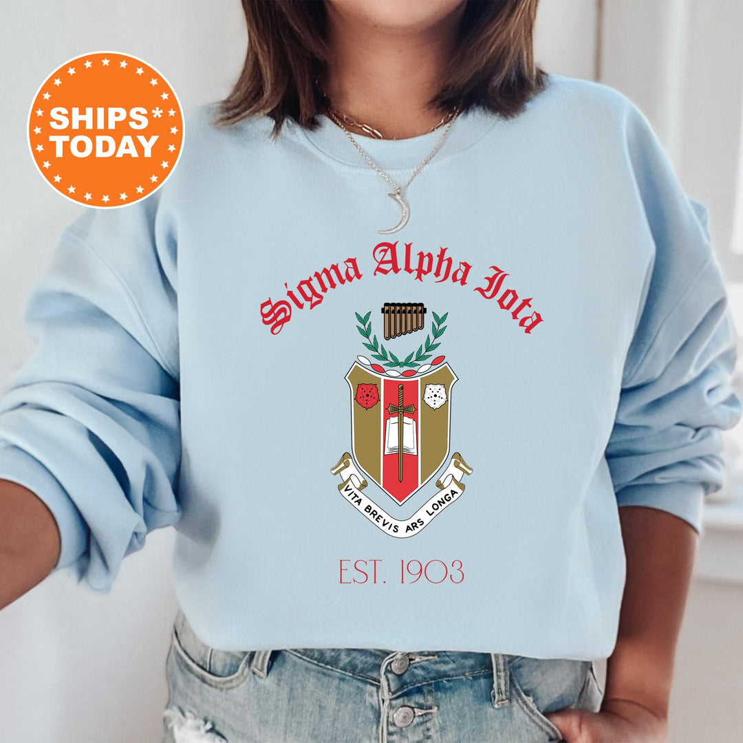 Sigma Alpha Iota Royal Crest Sorority Sweatshirt | Sigma Alpha Iota Sweatshirt | Sorority Crewneck | Greek Life Apparel