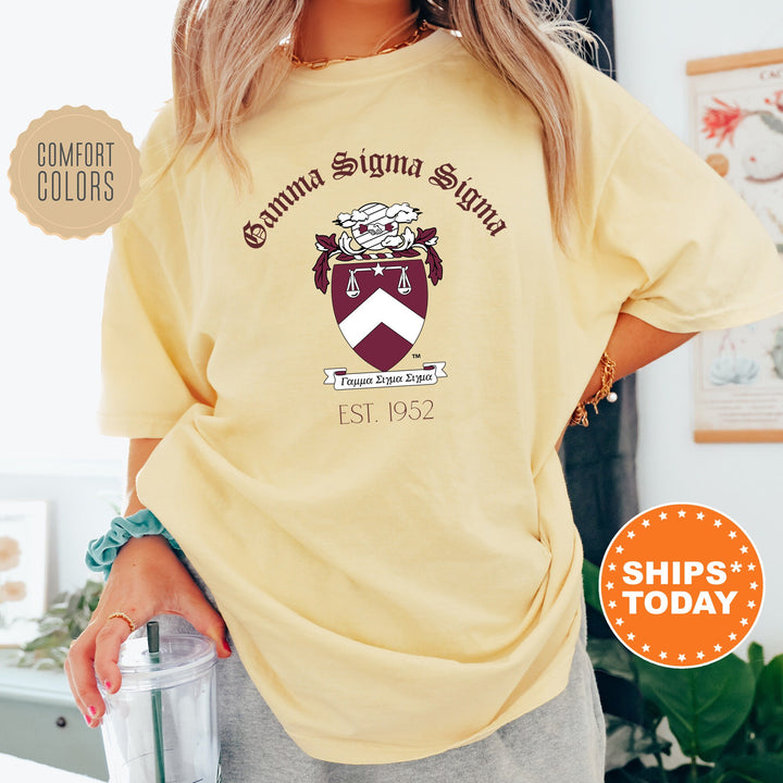 Gamma Sigma Sigma Royal Crest Sorority T-Shirt | Gamma Sigma Sigma Shirt | Comfort Colors Tee | Sorority Gift | Greek Life Shirt _ 14848g