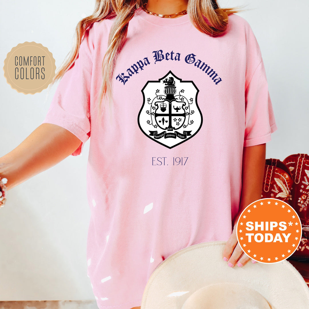 Kappa Beta Gamma Royal Crest Sorority T-Shirt | Kappa Beta Gamma Shirt | Comfort Colors Tee | Sorority Gift | Greek Life Shirt _ 14849g