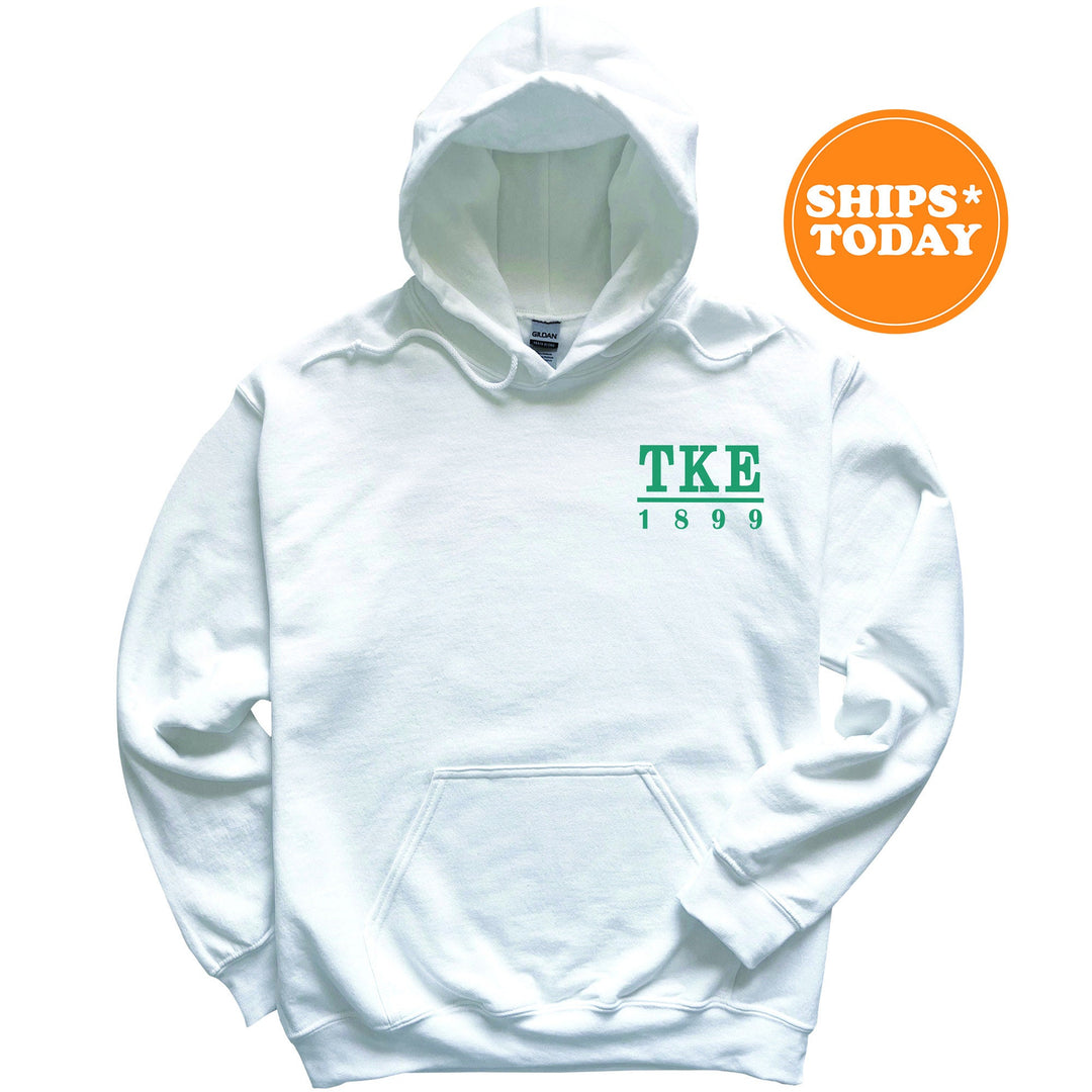 a white hoodie with the words tke printed on it