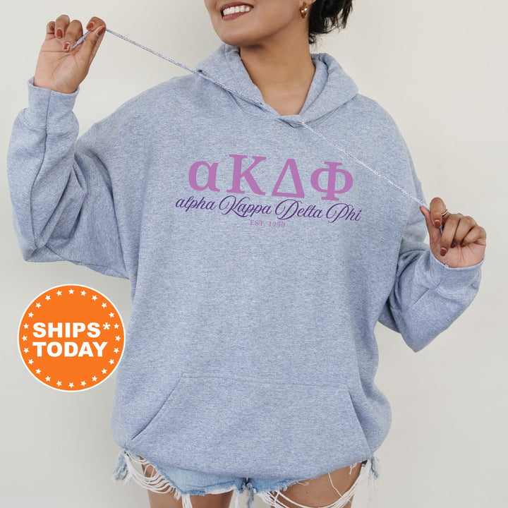 Alpha Kappa Delta Phi Script Sisters Sorority Sweatshirt | Alpha Kappa Delta Phi Sweatshirt | aKDPhi Greek Letters Sweatshirt _ 14817g