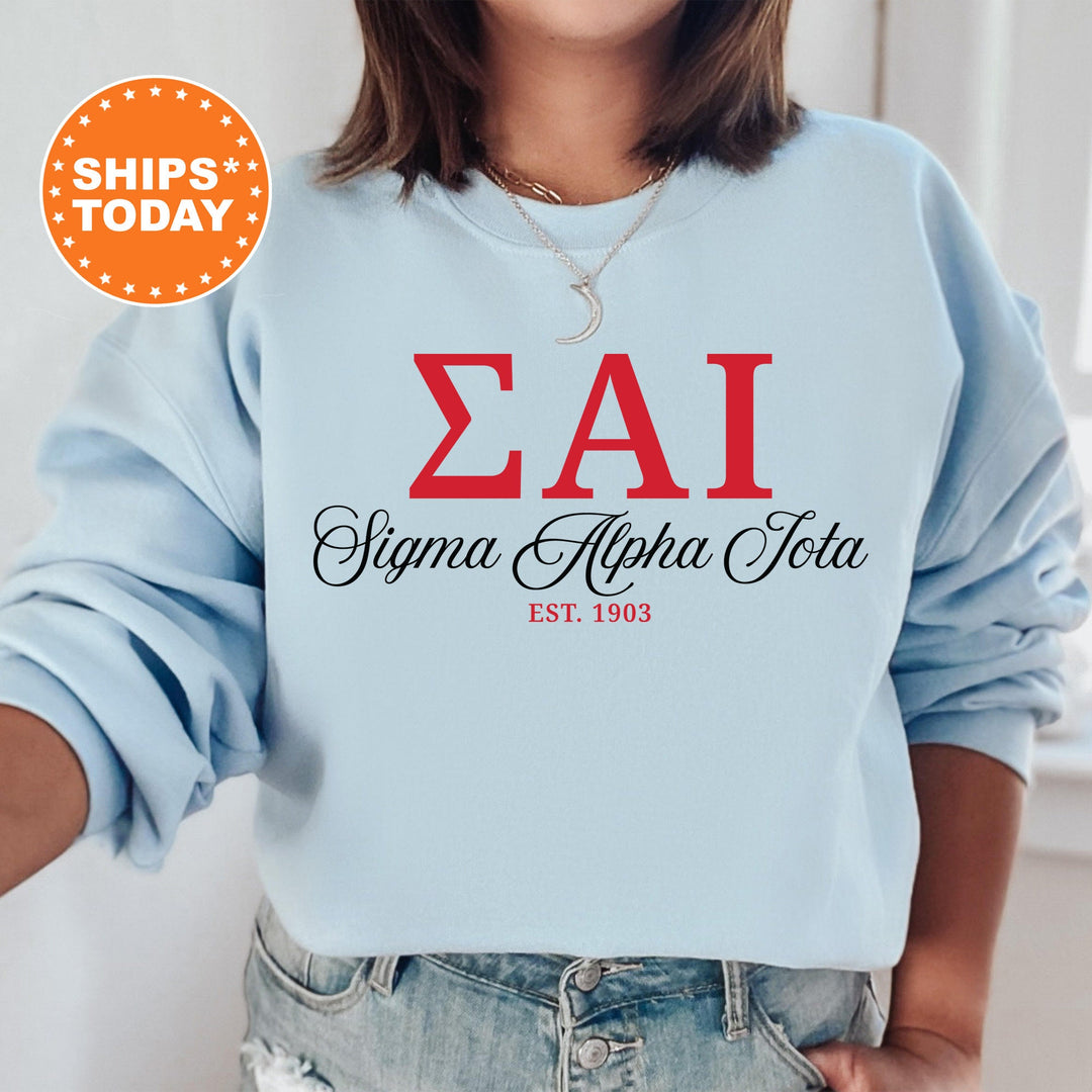 Sigma Alpha Iota Script Sisters Sorority Sweatshirt | Sigma Alpha Iota Sweatshirt | Greek Letters Crewneck | Greek Sweatshirt _ 14834g