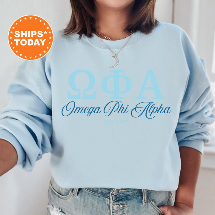 Omega Phi Alpha Script Sisters Sorority Sweatshirt | OPhiA Sweatshirt | Greek Letters | Sorority Letters | Sorority Gift _ 14830g