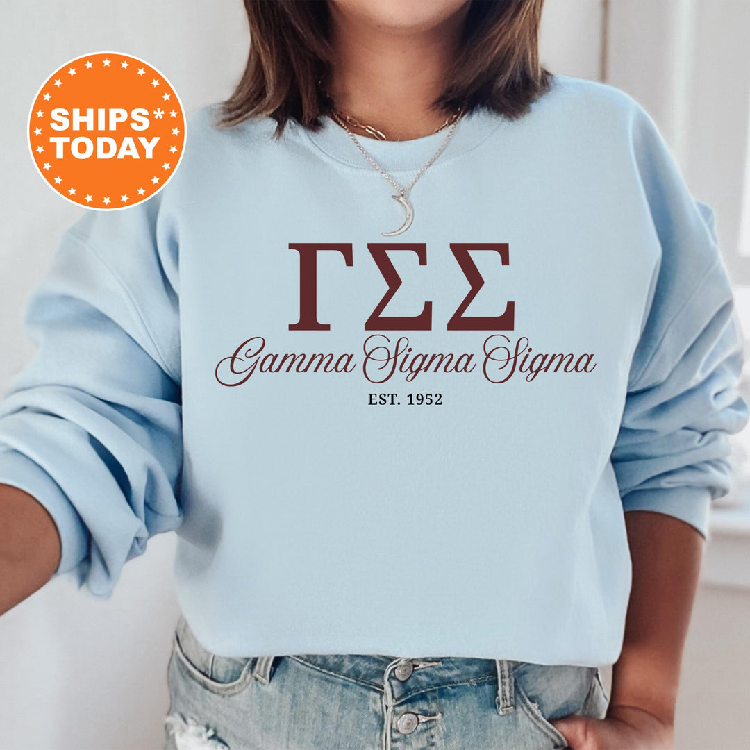 Gamma Sigma Sigma Script Sisters Sorority Sweatshirt | Gamma Sigma Sigma Sweatshirt | Greek Letters Crewneck | Greek Sweatshirt _ 14823g
