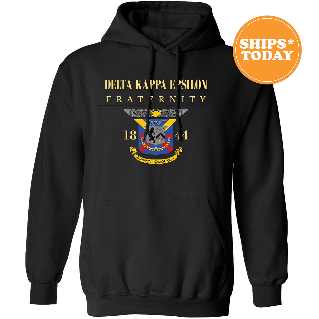 a black hoodie with the words delta kappison fraternity on it