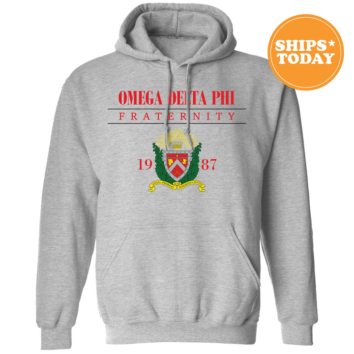 a gray hoodie with a flag of the state of oregon on it