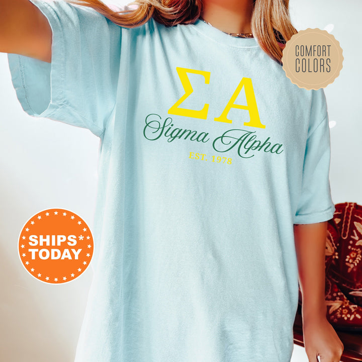 Sigma Alpha Script Sisters Sorority T-Shirt | Sigma Alpha Greek Letters Shirt | Comfort Colors Tee | Sorority Merch | Sorority Gift _ 14833g