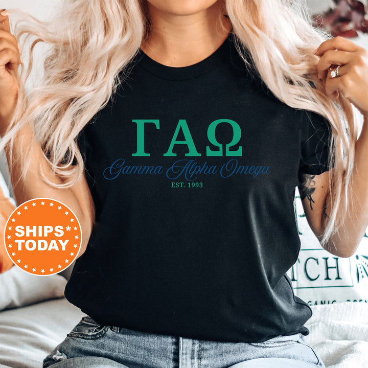 Gamma Alpha Omega Script Sisters Sorority T-Shirt | Gamma Alpha Omega Greek Letters Shirt | Comfort Colors Tee | Sorority Merch _ 14821g