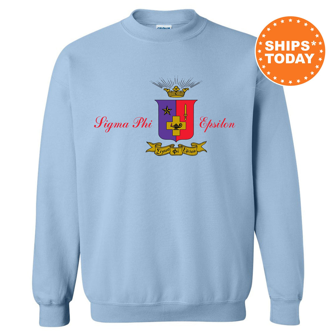 Sigma Phi Epsilon Noble Seal Fraternity Sweatshirt | SigEp Fraternity Crest | Rush Pledge Gift | College Crewneck | Greek Apparel _ 9802g