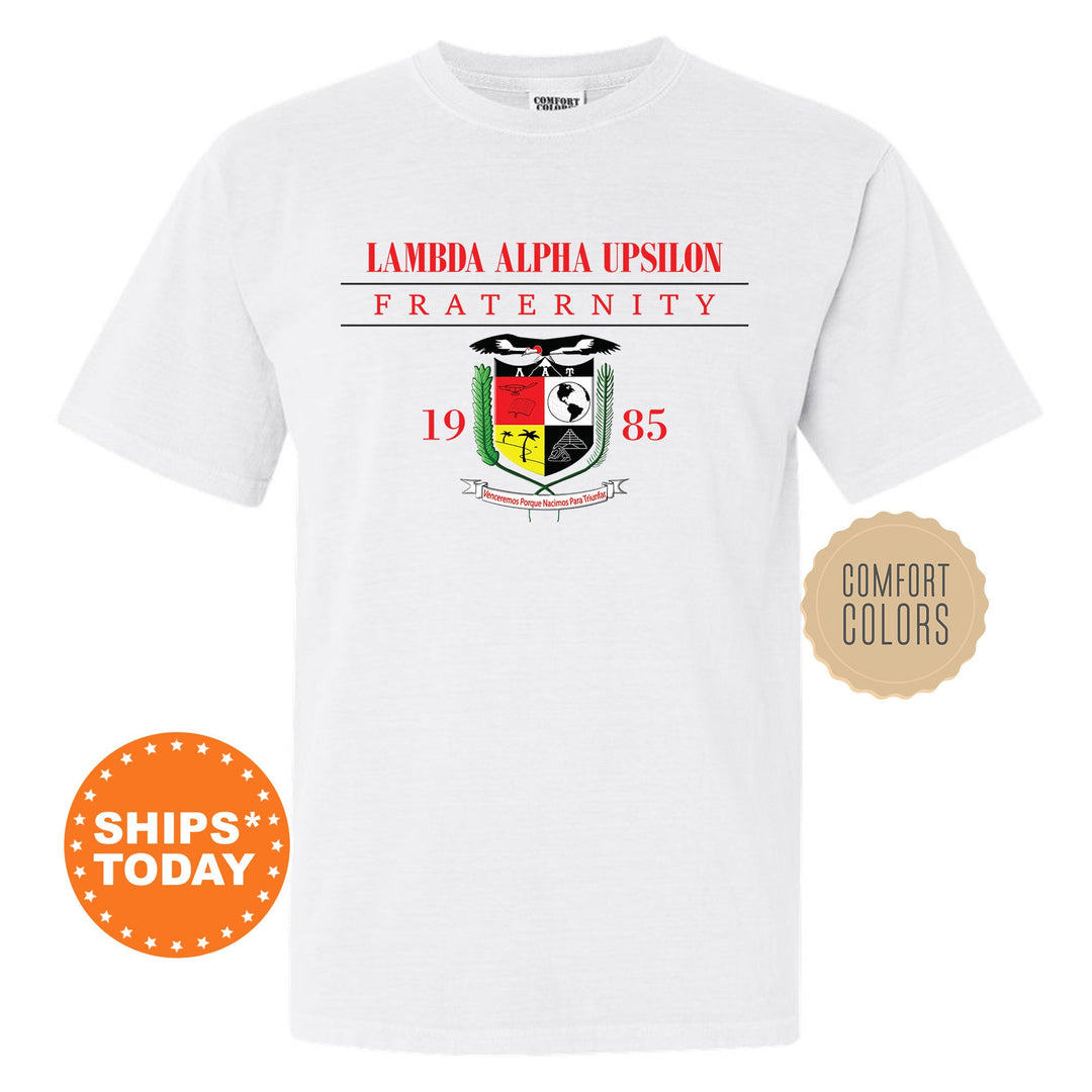a white t - shirt with the logo of a fraternity fraternity