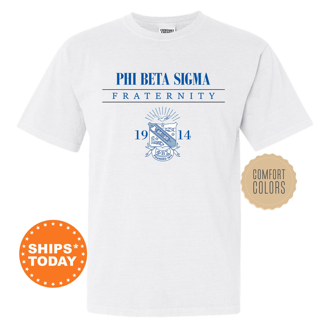 a white t - shirt with a blue and white design