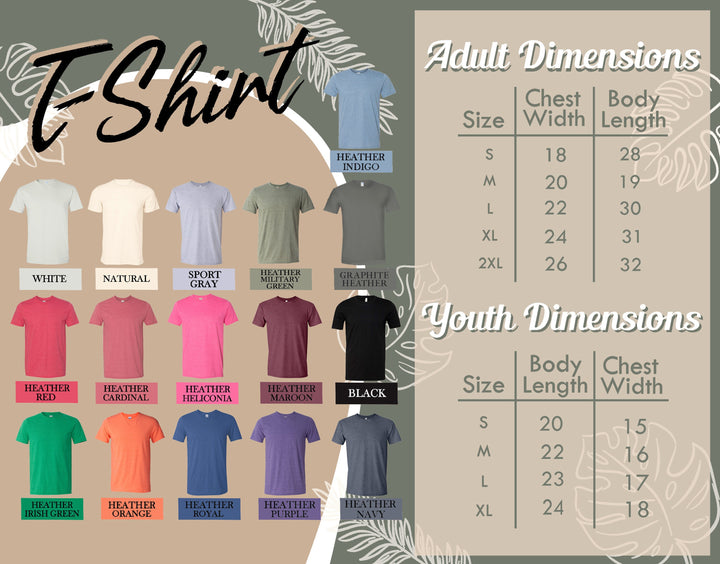 an image of a t - shirt sizes chart