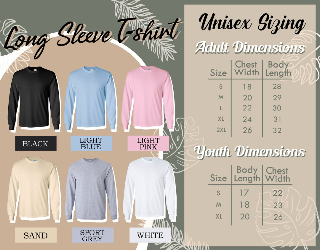 a long sleeve shirt sizes chart for men and women