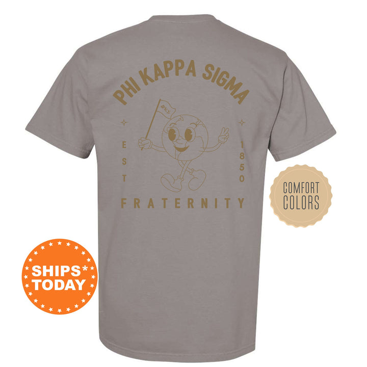 Phi Kappa Sigma World Flag Fraternity T-Shirt | Phi Kappa Sigma Shirt | Skulls Comfort Colors Tee | Fraternity Gift | Greek Apparel _ 15588g
