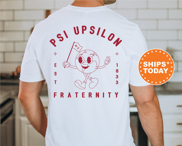 Psi Upsilon World Flag Fraternity T-Shirt | Psi U Shirt | Comfort Colors Tee | Fraternity Gift | Greek Life Apparel _ 15594g