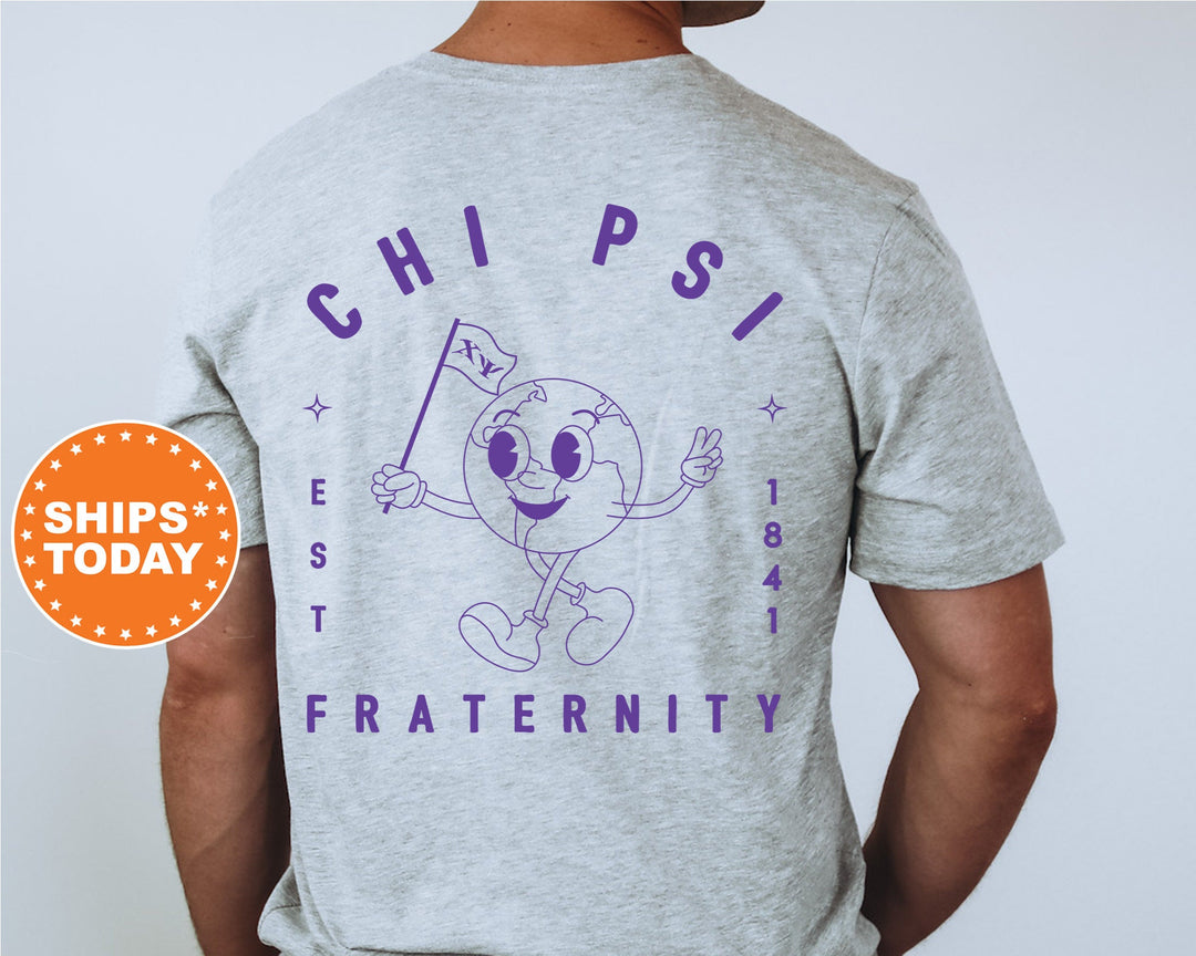 Chi Psi World Flag Fraternity T-Shirt | Chi Psi Shirt | Comfort Colors Tee | Fraternity Gift | Greek Life Apparel _ 15575g
