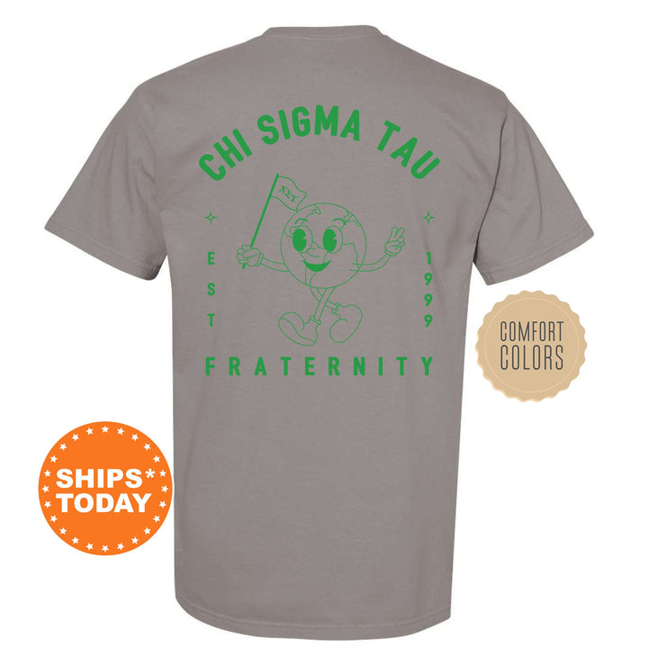 Chi Sigma Tau World Flag Fraternity T-Shirt | Chi Sig Shirt | Comfort Colors Tee | Fraternity Gift | Greek Life Apparel _ 15576g