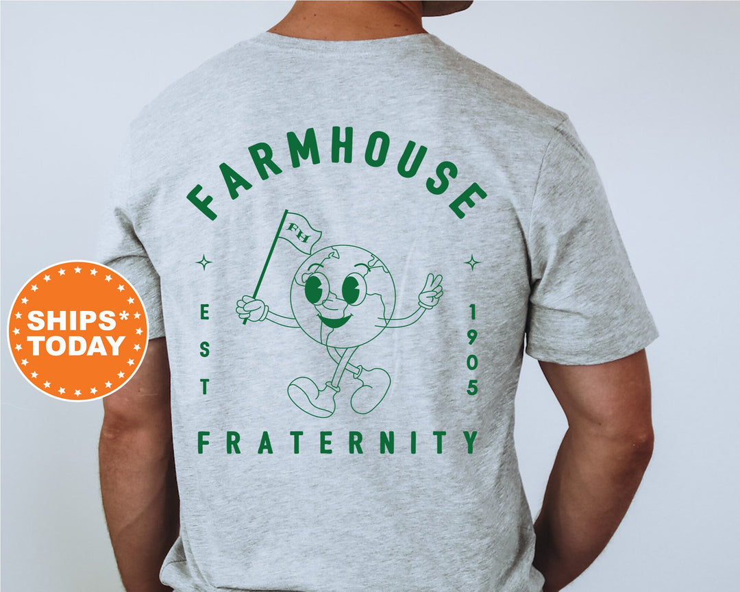 Farmhouse World Flag Fraternity T-Shirt | Farmhouse Shirt | Comfort Colors Tee | Fraternity Gift | Greek Life Apparel _ 15579g