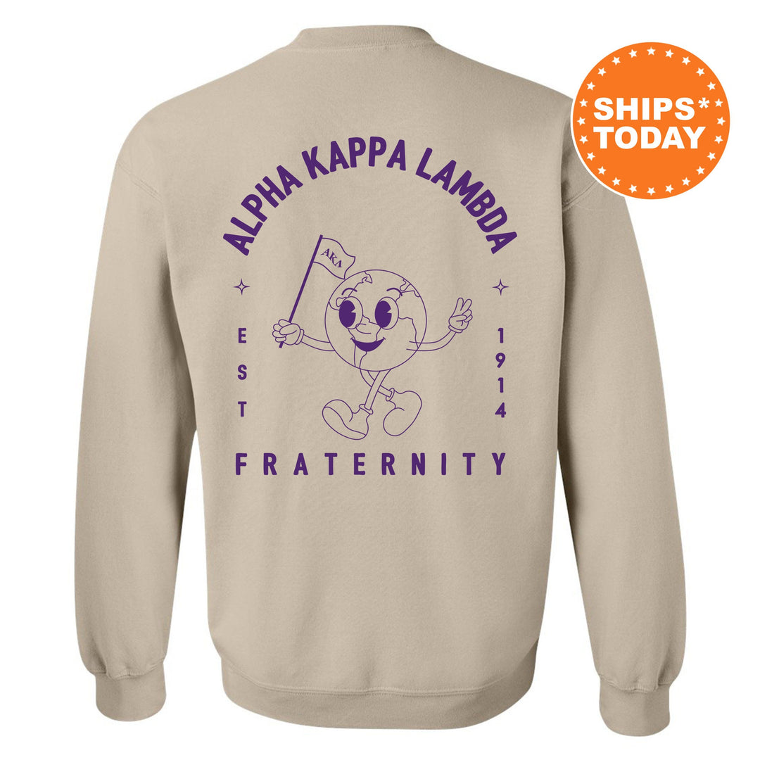 Alpha Kappa Lambda World Flag Fraternity Sweatshirt | AKL Sweatshirt | Fraternity Crewneck | College Greek Apparel _ 15574g