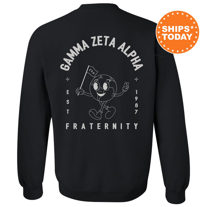 Gamma Zeta Alpha World Flag Fraternity Sweatshirt | Gamma Zeta Alpha Sweatshirt | Fraternity Crewneck | College Greek Apparel _ 15580g