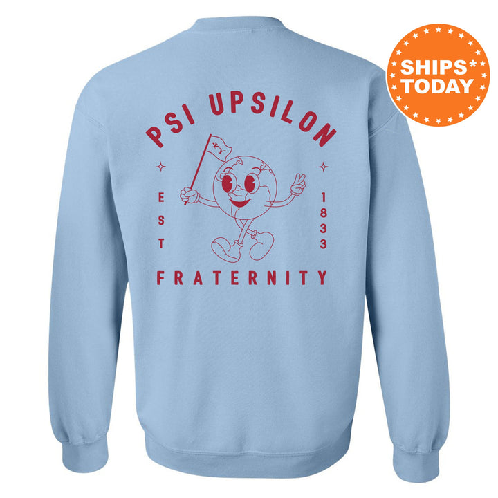 Psi Upsilon World Flag Fraternity Sweatshirt | Psi U Sweatshirt | Fraternity Crewneck | College Greek Apparel | Fraternity Gift _ 15594g