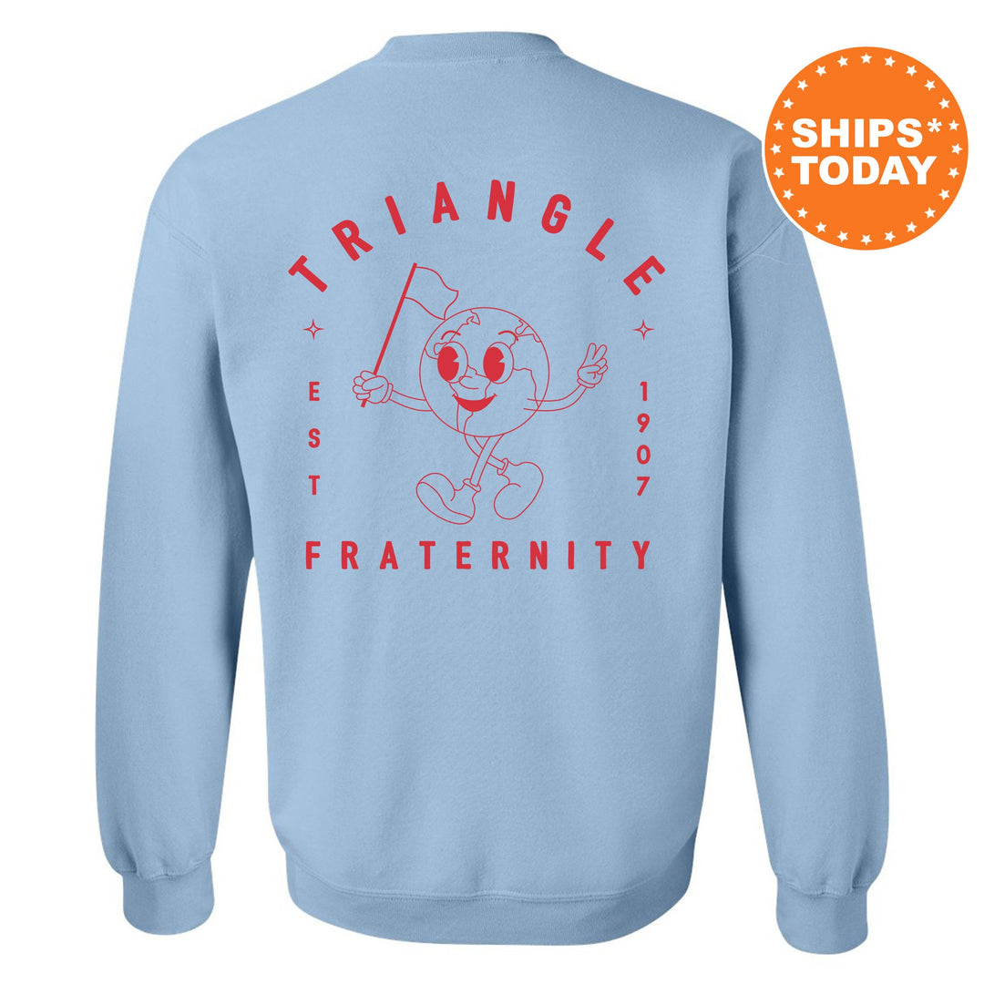 Triangle World Flag Fraternity Sweatshirt | Triangle Sweatshirt | Fraternity Crewneck | College Greek Apparel | Fraternity Gift _ 15600g