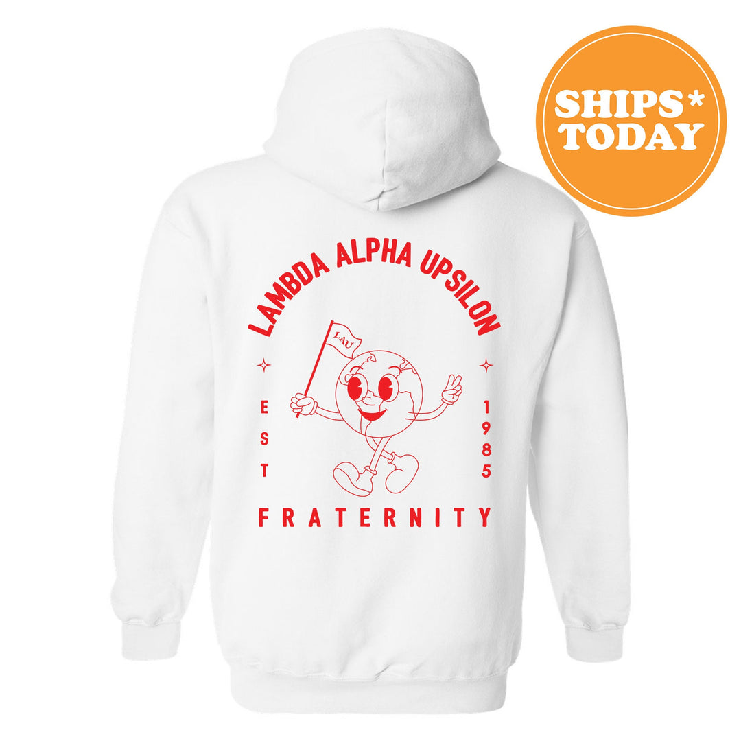 Lambda Alpha Upsilon World Flag Fraternity Sweatshirt | Lambda Alpha Upsilon Sweatshirt | College Greek Apparel | Fraternity Gift _ 15583g