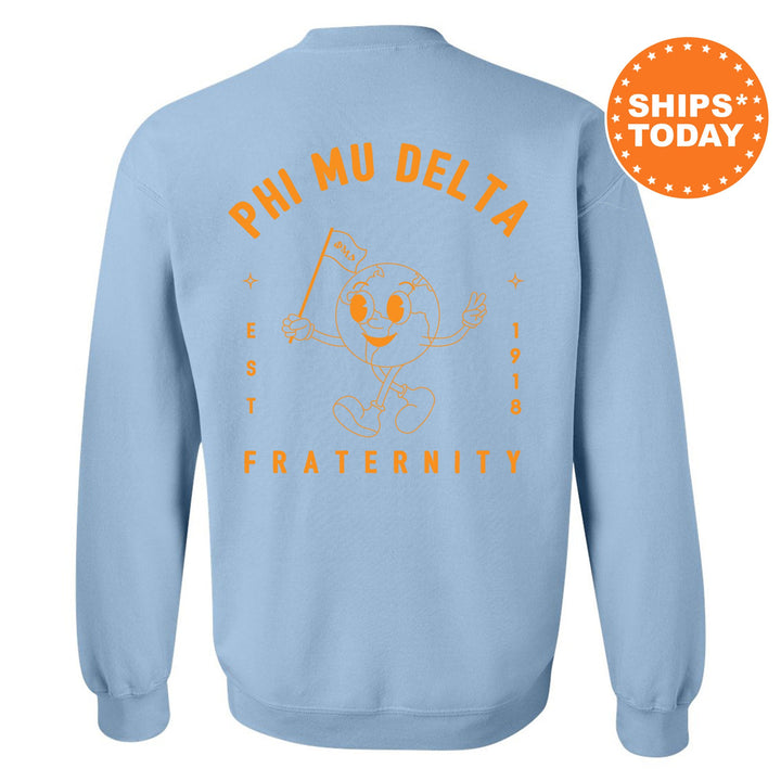 Phi Mu Delta World Flag Fraternity Sweatshirt | Phi Mu Delta Sweatshirt | Fraternity Crewneck | College Greek Apparel _ 15590g