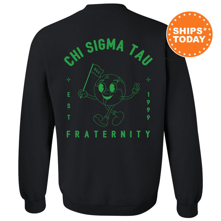 Chi Sigma Tau World Flag Fraternity Sweatshirt | Chi Sig Sweatshirt | Fraternity Crewneck | College Greek Apparel | Fraternity Gift _ 15576g