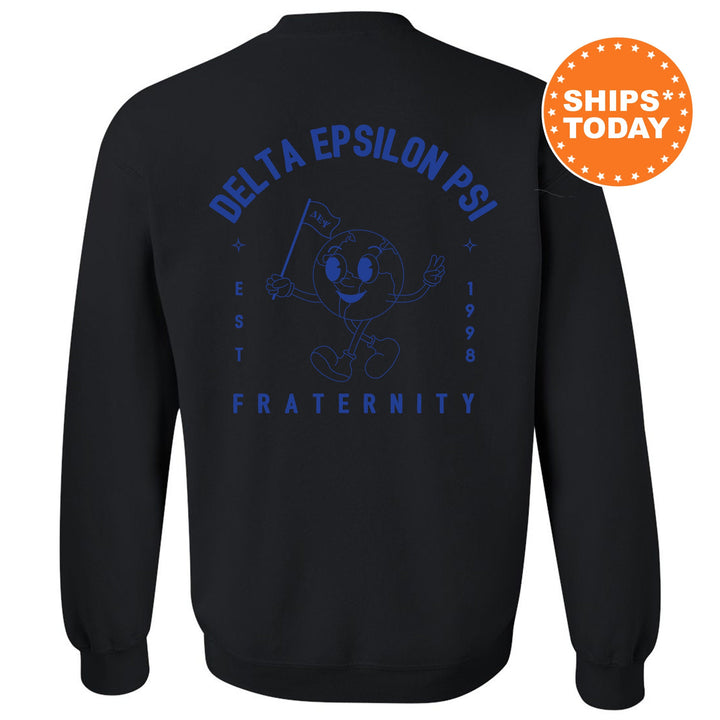 Delta Epsilon Psi World Flag Fraternity Sweatshirt | DEPsi Sweatshirt | Fraternity Crewneck | College Greek Apparel _ 15577g