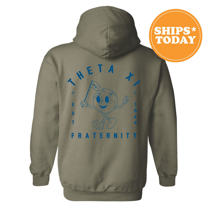 Theta Xi World Flag Fraternity Sweatshirt | Theta Xi Sweatshirt | Fraternity Crewneck | College Greek Apparel | Fraternity Gift _ 15599g