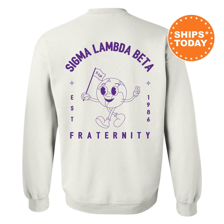 Sigma Lambda Beta World Flag Fraternity Sweatshirt | Sigma Lambda Beta Sweatshirt | Fraternity Crewneck | College Greek Apparel _ 15596g