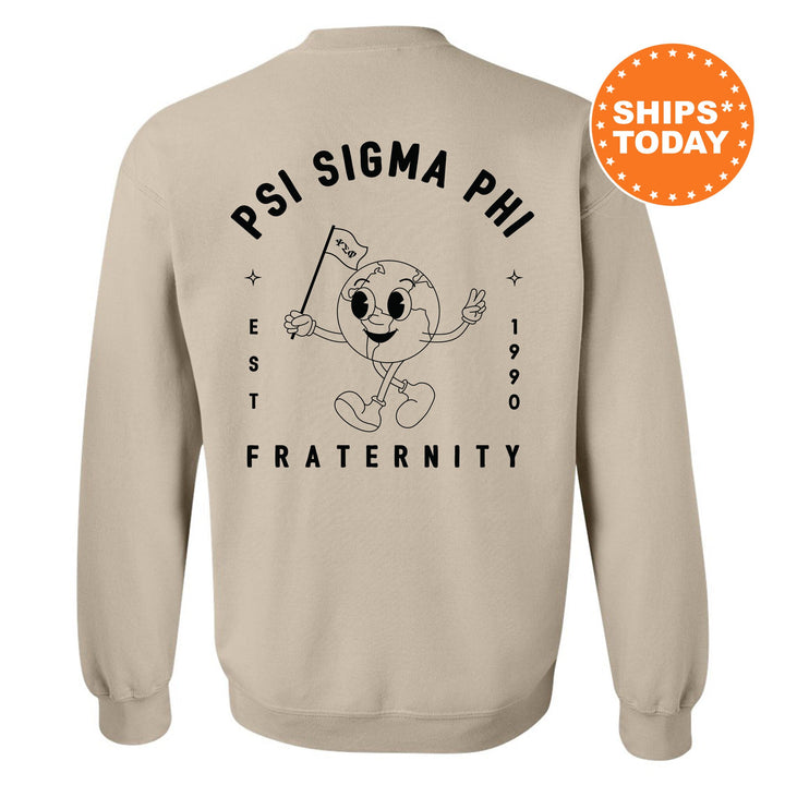 Psi Sigma Phi World Flag Fraternity Sweatshirt | Psi Sigma Phi Sweatshirt | Fraternity Crewneck | College Greek Apparel _ 15593g