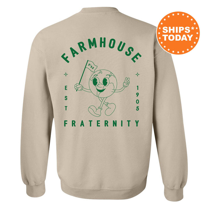 Farmhouse World Flag Fraternity Sweatshirt | Farmhouse Sweatshirt | Fraternity Crewneck | College Greek Apparel | Fraternity Gift _ 15579g
