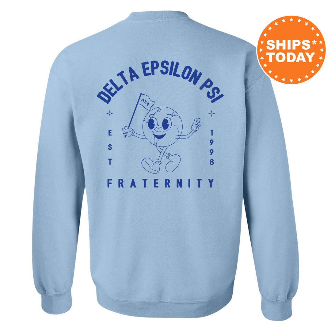 Delta Epsilon Psi World Flag Fraternity Sweatshirt | DEPsi Sweatshirt | Fraternity Crewneck | College Greek Apparel _ 15577g