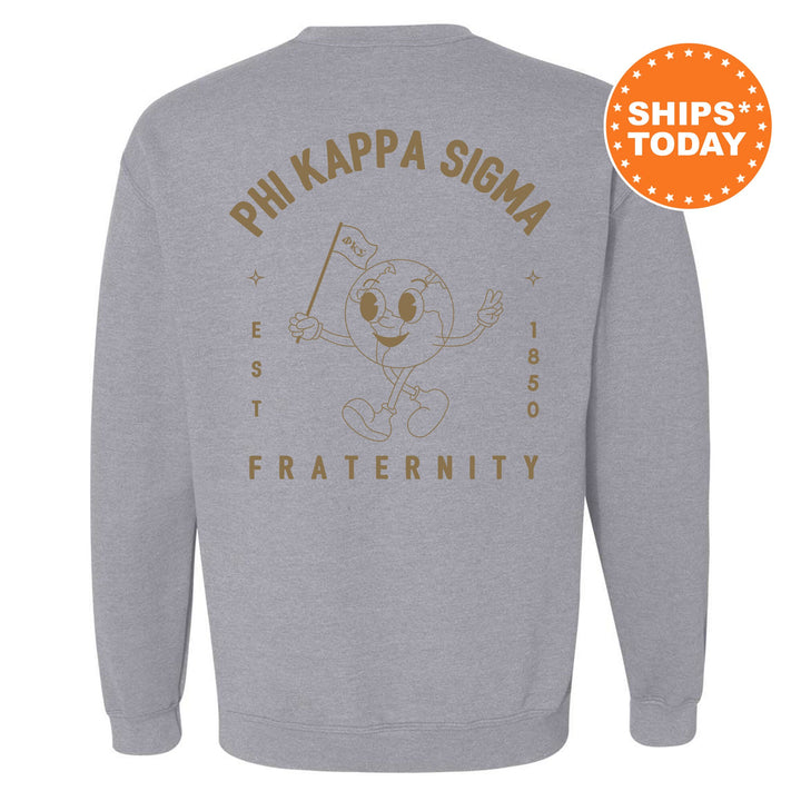 Phi Kappa Sigma World Flag Fraternity Sweatshirt | Skulls Sweatshirt | Fraternity Crewneck | College Greek Apparel _ 15588g