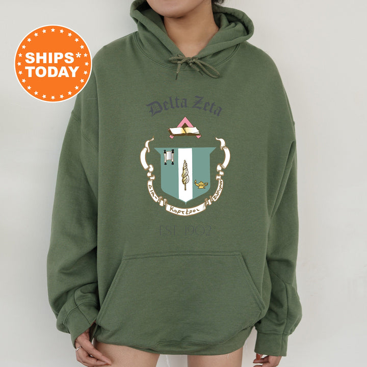 a person wearing a green hoodie with a picture of a coat on it